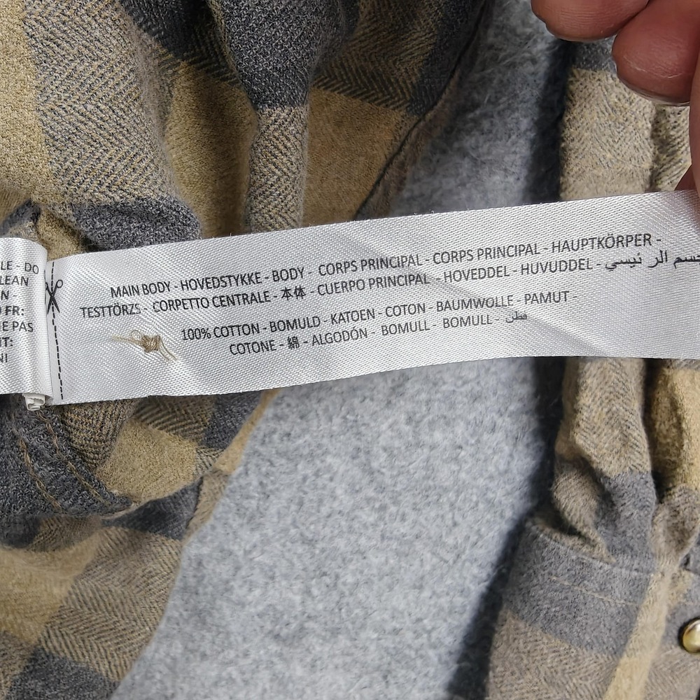 Ariat Flannel Shirt Mens Large Beige Plaid Cotton Long Sleeve Snap Western - Picture 6 of 10